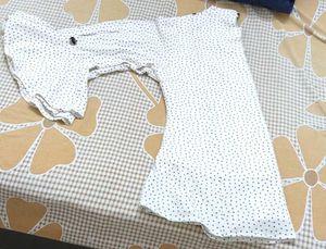 Polka Dot Flared Sleeve Top