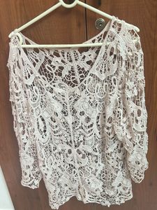 Few Times Worn Lace Crochet Cotton  Top