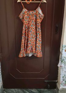 Orange Floral Dress