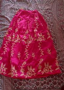 Pink Embroidered Maxi Skirt