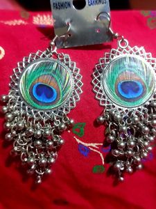 Peacock Feather Dangle Earrings