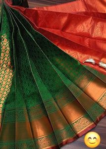 Elegant Green &amp; Red Saree