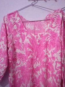 Salwar Kameez Kurta Set Pink Gulabi Safed 2xl