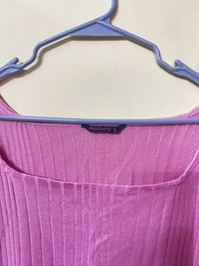Ribbed Pink Full Sleeve Top