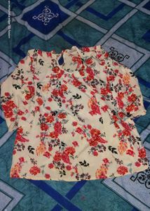White Floral Blouson Top