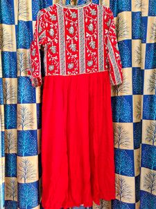 Red Long Frock...Nyra Cut
