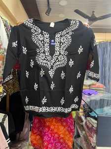 Black Embroidered Tunic Top