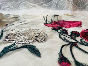 Champagne Coloured Floral Embroidered Sheer Top