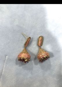 Pink Jhumka Earrings