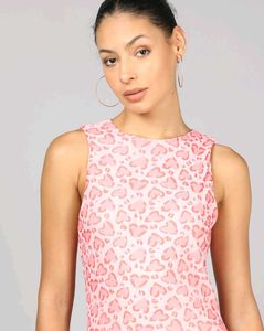 Pink Heart Print Tank Top