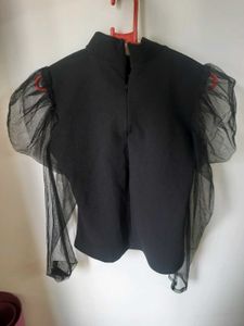 High Neck Puff Sleeve Top S