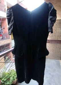 Vintage Black Velvet Peplum Dress