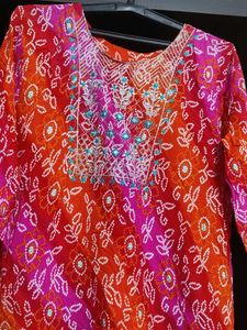 Bandhani Print Kurti With Salwar