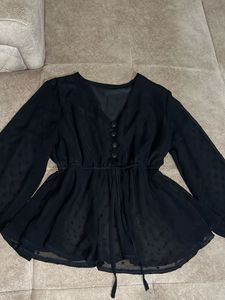 Elegant Black Peplum Blouse