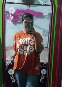 Orange Graphic Print Tee