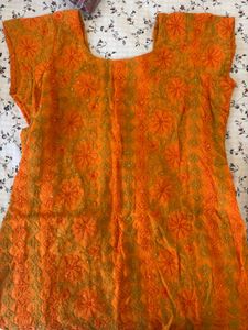 Orange Embroidered Kurta