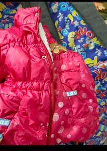 Red fluffy Kids Winter Jacket
