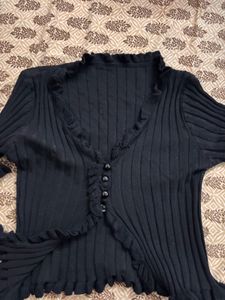 Black Ribbed Knit Top