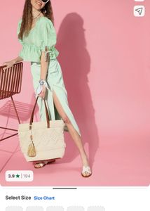 SASSAFRAS Mint Gingham Puff Sleeve Top