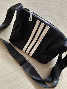 Adidas Black &amp; White Striped Crossbody Bag