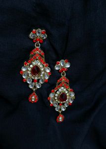 Red Stone Earrings ( Heavy look)