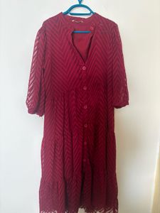 East Q Maroon Button-Down Top