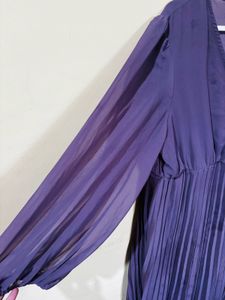 Purple elegant V-neck dress - 3XL