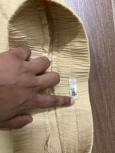 Light Yellow Button-Detail Pants