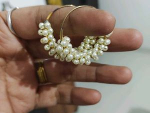 Pearl Beaded Hoop Earrings