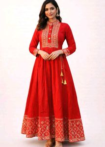 Elegant Red Embroidered