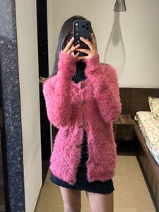 Pink Fuzzy Knit Cardigan