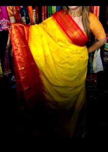 Yellow ❤️,red Gadwal saree