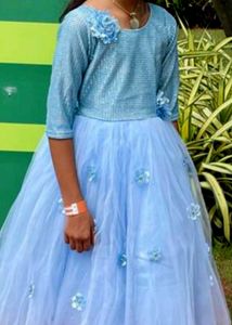 Blue Flower Girl Dress