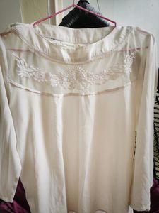 Embroidered net designer White top, Looks good wit