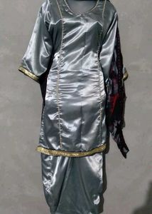 Silver Satin Salwar Suit