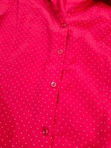 Cherry Pink Colour Shirt White Polka Dotted
