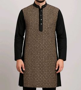 new black embroidery kurta / panjabi for men