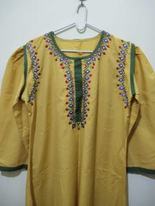Embroidered Yellow Kurta And Pajama set