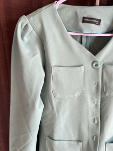Shoulder Pad Mint Green Korean Jacket/blazer