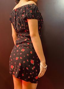 Black floral off shoulder sundress