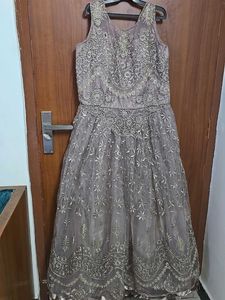 Lavender Gray Ethnic Gown For Weddings