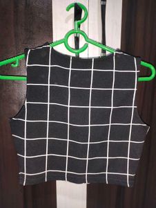 Shein Grid Crop Top Along With Pencil Skirt