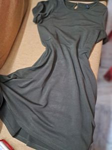 Rio Olive Green A Line Dress Resized TO M