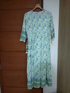 White-Blue-Green Ethnic Gown With Embroidery🌊✨