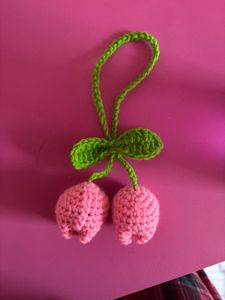 Cute Crochet Tulip Keychain