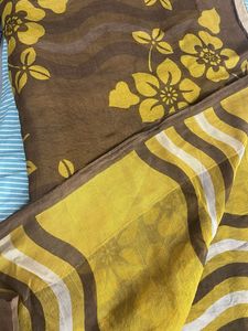 Mustard n Brown Designer Saree