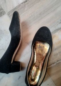 Black Sparkle Block Heels