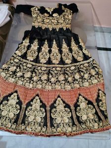 Elegant Black & Gold Embroidered Gown