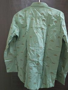 Men&#39;s Light Green Car Print Shirt