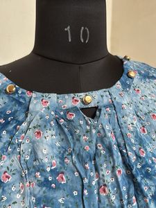 Blue Floral Print Top